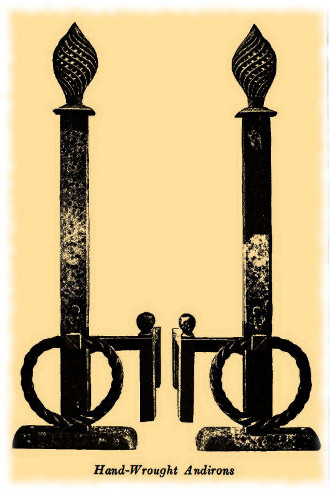 wrought iron hand forged andirons