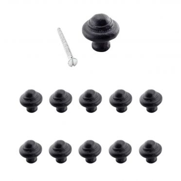 Wrought Iron Round Cabinet Knobs 1-1/8 Inch Diameter Set of 10