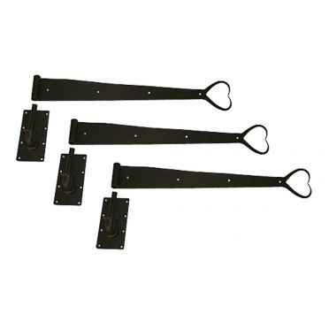 3 Pintle Hinges | Black Wrought Iron Pintle Hinges Open Heart 28 inch