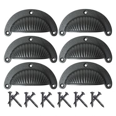 Wrought Iron Cup Fluted Fan Bin Pulls  4-3/4 Inch