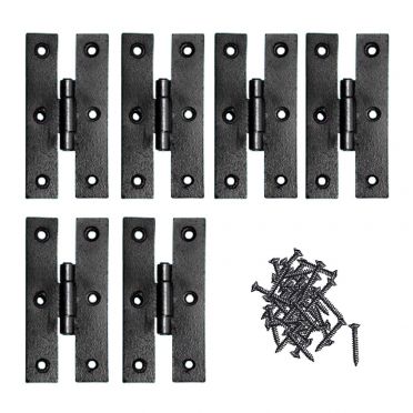 Wrought Iron Cabinet H-Hinges Flush Mount 3 Inch Set of 6