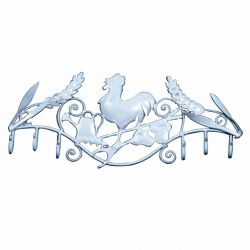  White Rooster Multi 6 Hook Rack 12 Inch
