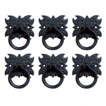 Wrought Iron Old World Style Ring Pulls 2-3/4 Inch Set of 6