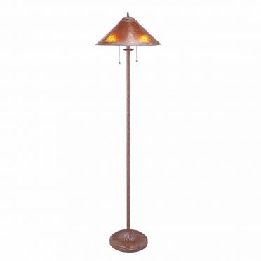 Bronze & Brass Floor Lamp | Mission Style with Mica Shade
