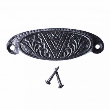 Wrought Iron Victorian Crown Cabinet or Drawer Bin Pull 4 Inch 