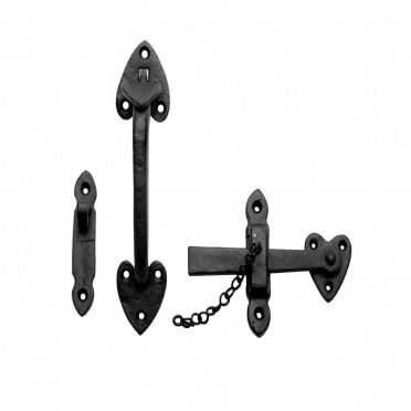 Wrought Iron Heart Door or Gate Thumb Latch Set 8 Inch H
