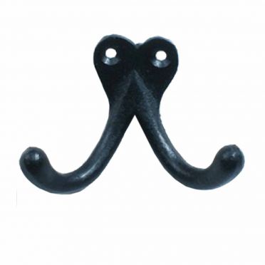 Wrought Iron Double Hat and Coat Hook 2-1/2 inch H x 1-1/4 inch Projection