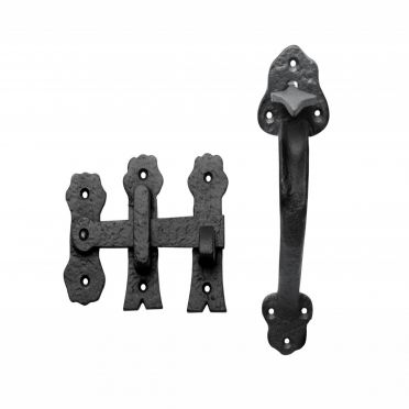 Wrought Iron Colonial Style Gate or Door Latch Set 7-1/4 Inch H