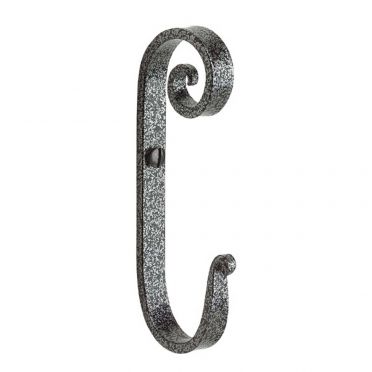  Wrought Iron Robe Hook 4 Inch | Silver Finish Pigtail 