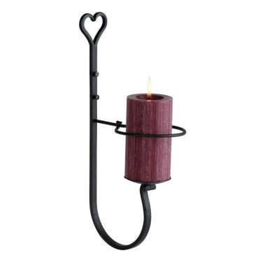 Wrought Iron | Candle Wall Sconce | Country Heart | Pillar