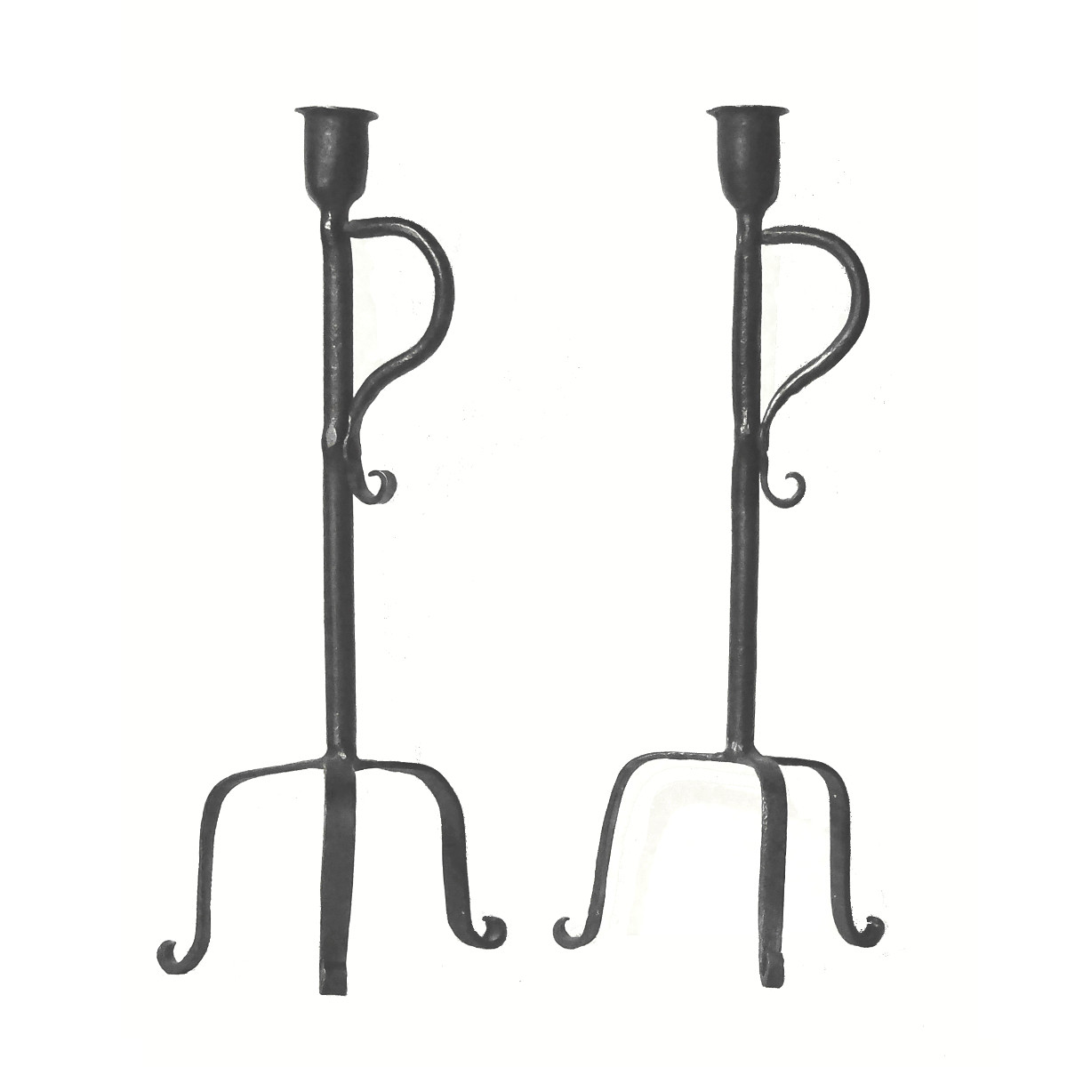 Wrought Iron Candlesticks | Colonial Style | Pair