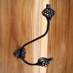Large Double Coat Hook, Brown Cast Iron Entryway Hook, Large