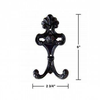 wrought iron double hook 6 inches victorian