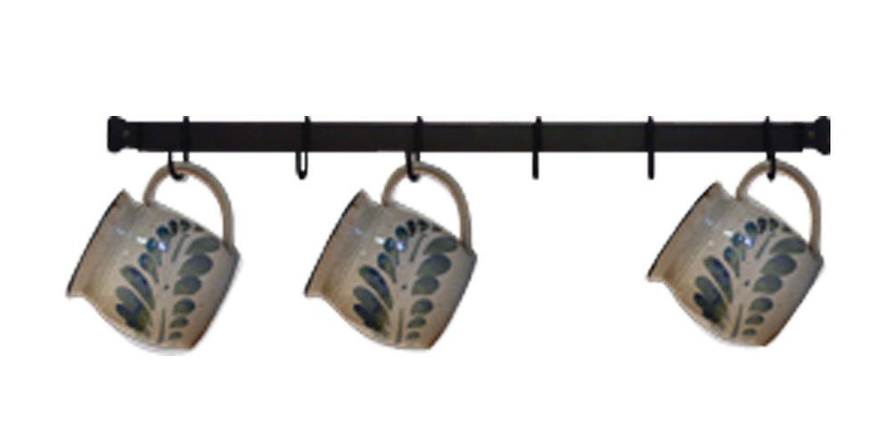 thumbnail image 2 of Eclectic Cabinet Knobs & Decor Wrought Iron Mug Rack – Black, Holds 6 Cups, Kitchen Decor 2 of 6
