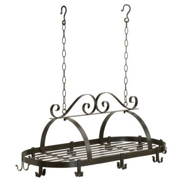 Wrought Iron Oval Pot Rack Hanging Kitchen  