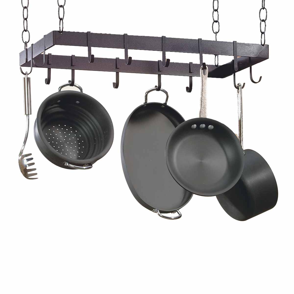 Kitchen Storage Hanging Pot Holder Pan Shelf Cookware 9-Hook Iron Rack  Holders